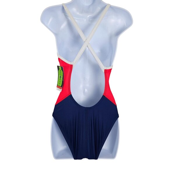 Speedo Womens Relay Back One-Piece Swimsuit Size 6/32 Red White Blue Competitive - Picture 3 of 13